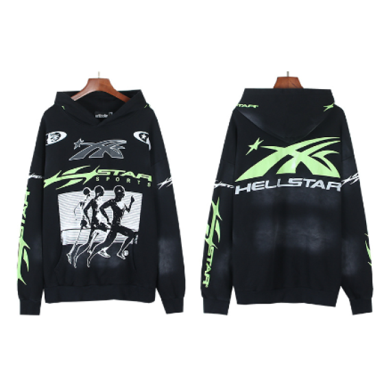 Hellstar Distressed Terry Cloth High Street Retro Hooded Sweatshirt